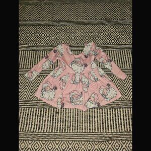 Sunflower Child Pink Santa Print Ribbed Twirl Top 3T